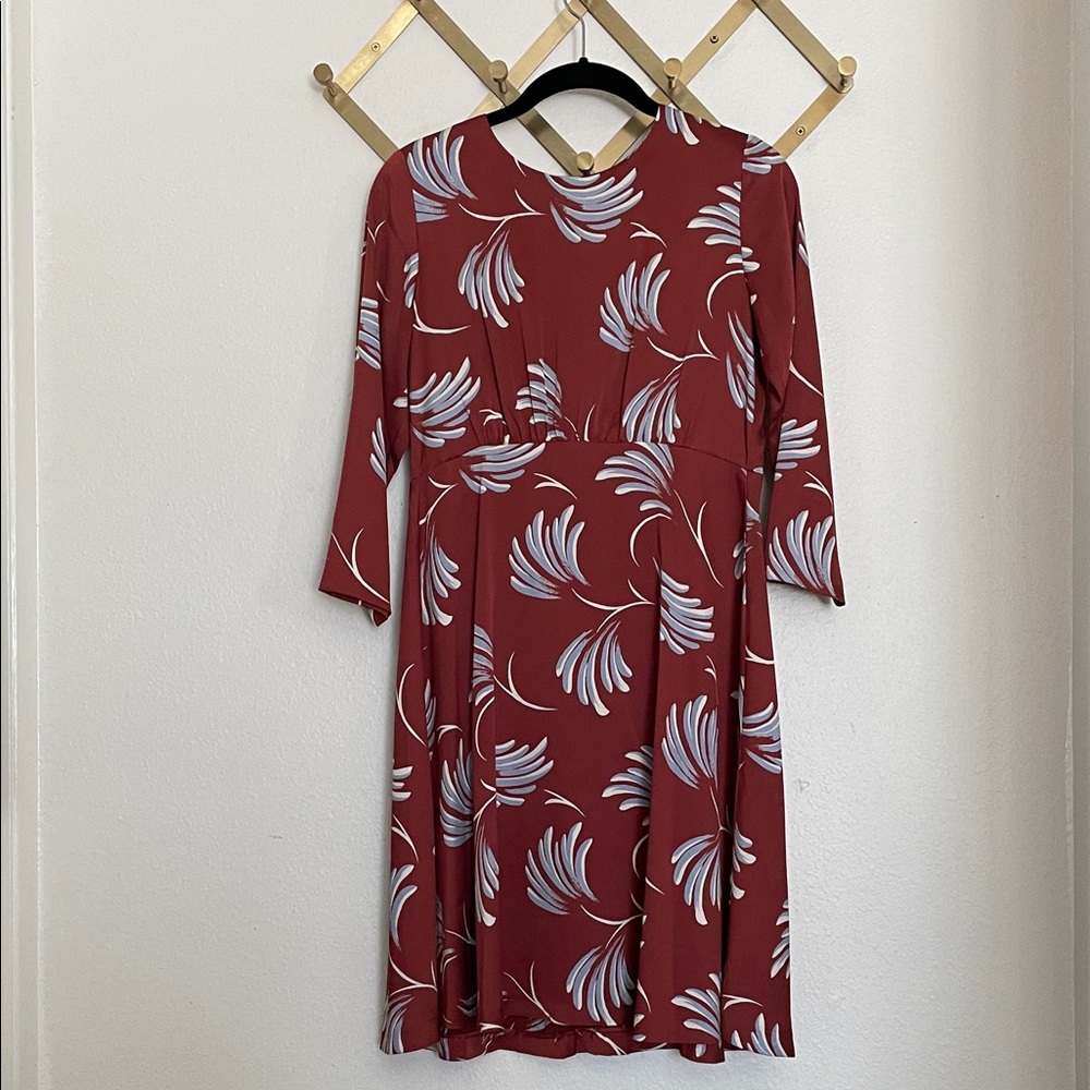 Loft Willow Flare Satin 3/4 Sleeves Midi Dress